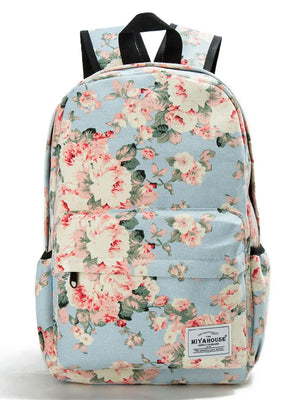 Floral Canvas Women Backpack for Teenager Girl Laptop Backpack