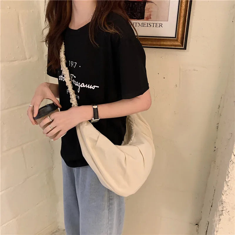 Ruffled Lace Women Shoulder Bags Large Capacity Hobos Travel Bags