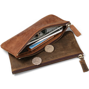 Men's Wallet Retro Oil Leather Crazy Horse Leather Handbag Coin Dollar Purse