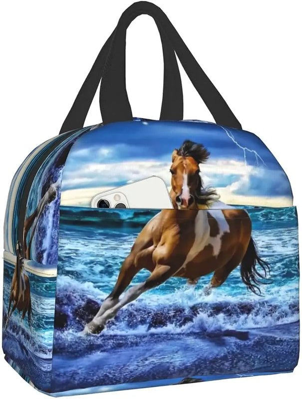 Running Horse Lunch Bag Tote Bag Insulated Lunch Container