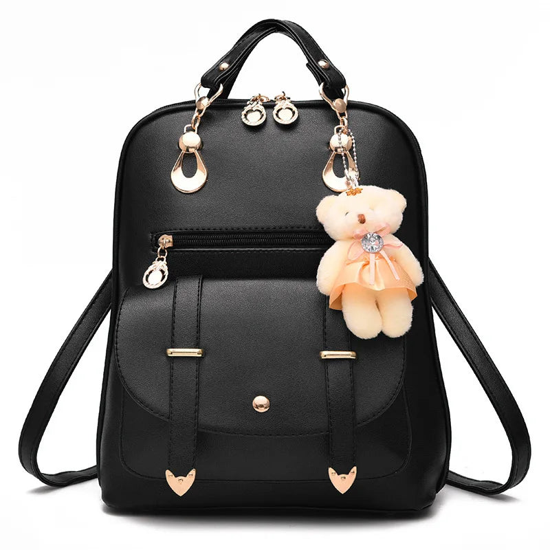 Pu Leather Backpack Women High Feminina Rucksack School Bags