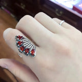 S925 Silver Vintage Style Zircon Inlay Ring for Women