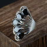 S925 Silver Vintage Style Zircon Inlay Ring for Women