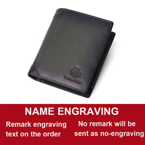 Engraved Name Wallet Men's Leather Short Wallet Personalized Father's Gift