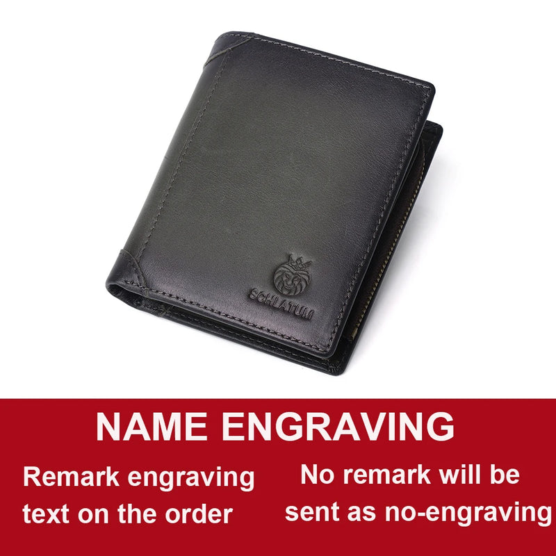 Engraved Name Wallet Men's Leather Short Wallet Personalized Father's Gift