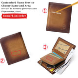 Engraved Name Wallet Men's Leather Short Wallet Personalized Father's Gift
