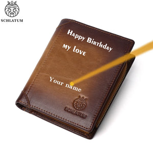Engraved Name Wallet Men's Leather Short Wallet Personalized Father's Gift