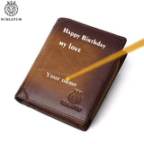Engraved Name Wallet Men's Leather Short Wallet Personalized Father's Gift