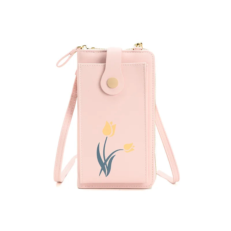 SCOFY Floral Small Phone Bag Women PU Leather Crossbody Mini Shoulder Purses Han