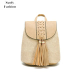 SCOFY Knitted Beach Bag Backpacks for Women Tassel Satchel Backpack Purse