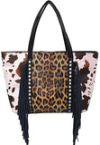 Leopard Tote Bag with Tassel - Large Capacity Cow Print Handbag for Women