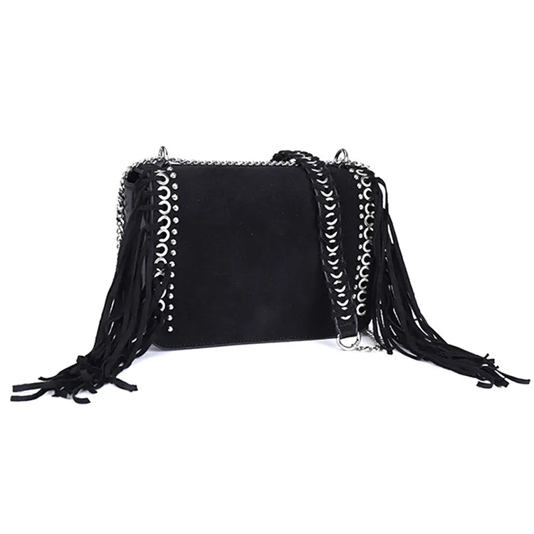 SCOFY Mini Flap Crossbody Bags Soft Suede Chain Tassel Shoulder Bags for Women