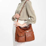 SCOFY Pocket Shoulder Bags for Women PU Leather Handbags Minimalist Purse