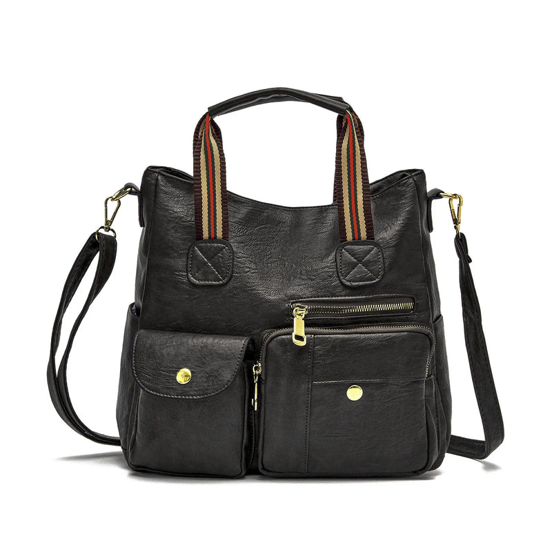 SCOFY Pocket Shoulder Bags for Women PU Leather Handbags Minimalist Purse
