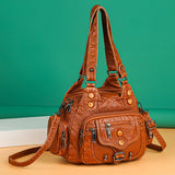 SCOFY Leather Messenger Bag for Women Shoulder Tote