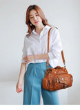 SCOFY Leather Messenger Bag for Women Shoulder Tote