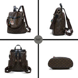 SCOFY Panda Print Anti-theft School Backpack PU Leather Bookbag
