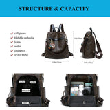 SCOFY Panda Print Anti-theft School Backpack PU Leather Bookbag