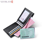 SEMALAYA Cowhide Purse 100% Leather Men Wallet Office Male Wallet