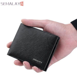 SEMALAYA Cowhide Purse 100% Leather Men Wallet Office Male Wallet