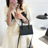 Diagonal Pleated Small Square Bag for Women