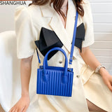 Diagonal Pleated Small Square Bag for Women