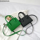 Diagonal Pleated Small Square Bag for Women
