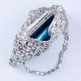 SHINE Silver Beaded Evening Clutch Bag