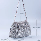 SHINE Silver Beaded Evening Clutch Bag