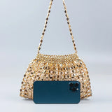 SHINE Silver Beaded Evening Clutch Bag