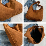 Solid Corduroy Canvas Shoulder Tote Bag for Women Handbag