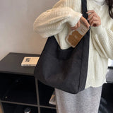 Solid Corduroy Canvas Shoulder Tote Bag for Women Handbag