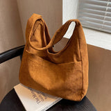 Solid Corduroy Canvas Shoulder Tote Bag for Women Handbag