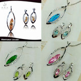 Pink Peridot Morganite CZ Rhodium Plated Wedding Jewelry Set