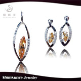 Pink Peridot Morganite CZ Rhodium Plated Wedding Jewelry Set