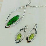 Pink Peridot Morganite CZ Rhodium Plated Wedding Jewelry Set