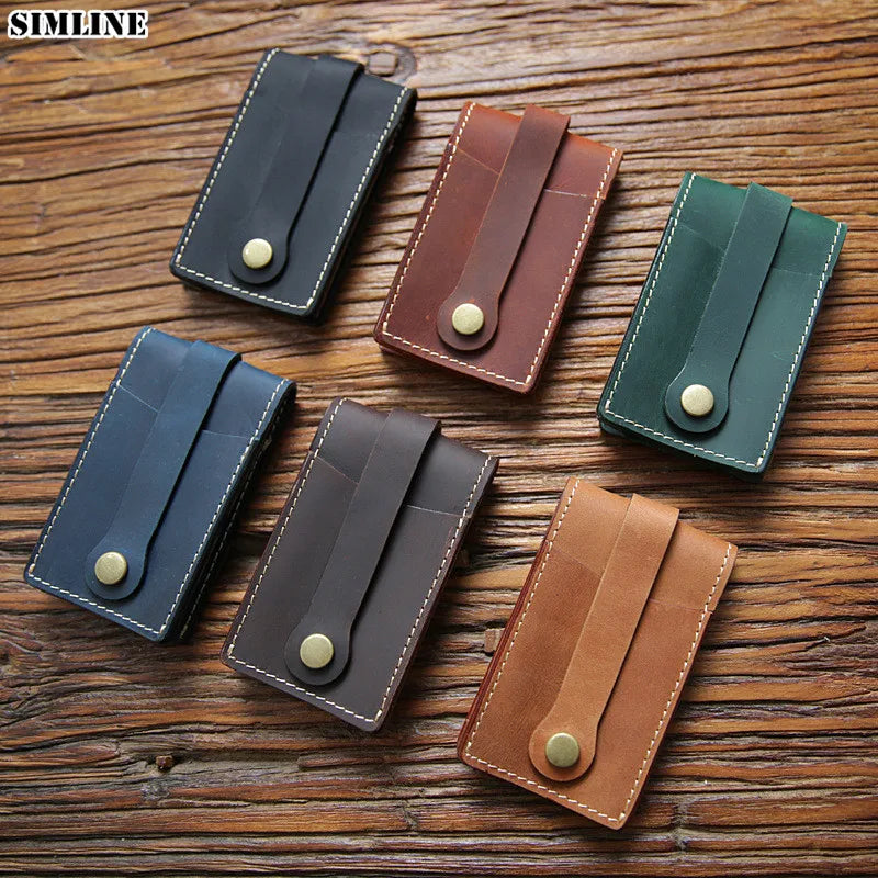Vintage Leather Key Wallet for Men Cowhide Small Key Bag Case Holder