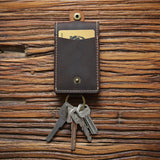 Vintage Leather Key Wallet for Men Cowhide Small Key Bag Case Holder