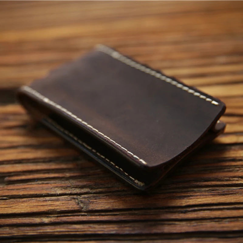 Vintage Leather Key Wallet for Men Cowhide Small Key Bag Case Holder