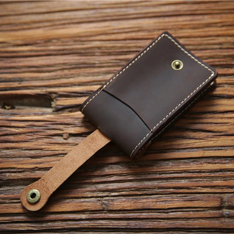 Vintage Leather Key Wallet for Men Cowhide Small Key Bag Case Holder