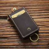 Vintage Leather Key Wallet for Men Cowhide Small Key Bag Case Holder