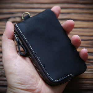 Leather Key Wallet For Men Real Cowhide Vintage Small Key Bag