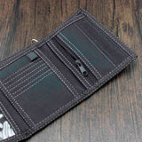 SKull Cavans Trifold Slim Wallet with Chain