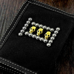 SKull Cavans Trifold Slim Wallet with Chain