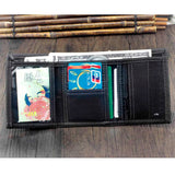SKull Cavans Trifold Slim Wallet with Chain