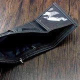 SKull Cavans Trifold Slim Wallet with Chain