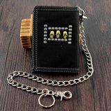 SKull Cavans Trifold Slim Wallet with Chain