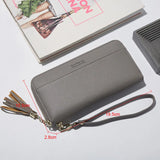 Tassel Long Zipper Women Wallets Clutch Purse Money Bags