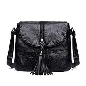 Tassels Crossbody Bag Soft Leather Purses And Handbag Women Shoulder Messenger B