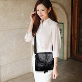 Tassels Crossbody Bag Soft Leather Purses And Handbag Women Shoulder Messenger B